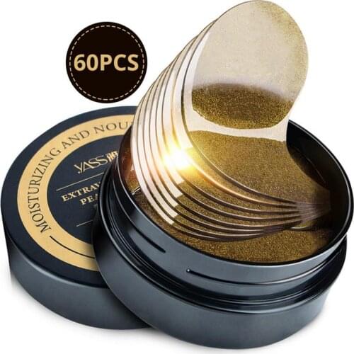 60Pcs/Box Black Pearl Golden Collagen Eye Mask Wrinkle Eyes Bags Remover Dark Circles Gel Eyes Patches Gold Face Care Pads