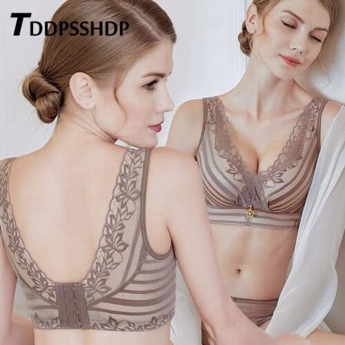 Fashion Lace Decor Wire Free Sexy Beauty Push Up Bras Set Lingerie Bra for Women Brassiere A B C Cup