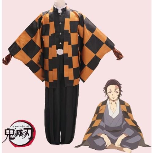 Anime Demon Slayer Kamado Tanjuurou Game Cosplay Costume Men Halloween Carnival Party Uniform