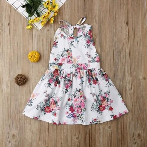 Summer Girls Dress Baby Sleeveless Floral Printed Backless Party Wedding Princess Dresses Children Kid Clothes