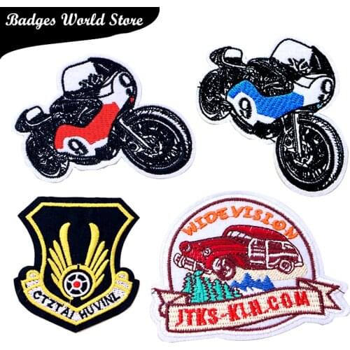 Cartoon Decorative Punk Patch Motorcycle racing icon Embroidered Applique Patches For DIY Iron on Badges Stickers on the clothes