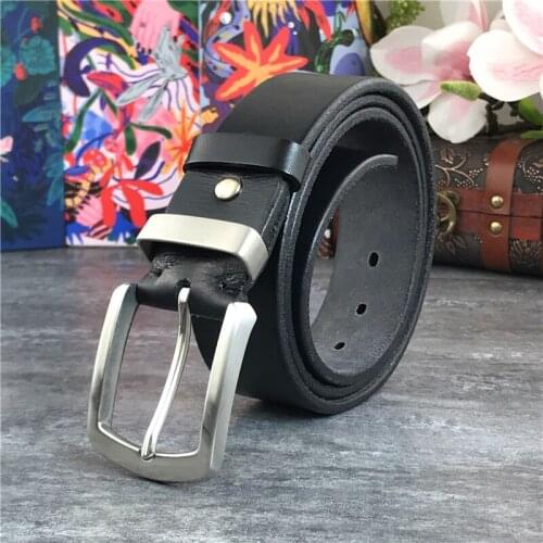 Luxury Stainless Steel Belt Buckle Leather Belt Men Super Thick Ceinture Men Belt leather genuine Waist Belt Wide Riem SBT0010