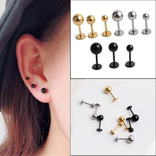3Pcs/lot Tragus Helix Bar 3-5mm Ball Stainless Steel Labret Lip Bar Rings Stud Cartilage Ear nose Piercing set Body Jewelry