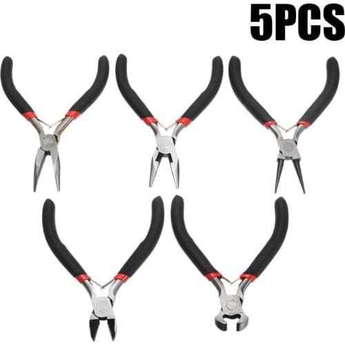 5pcs Jewellery Pliers Set Beading Jewellery Making Tools for Handcraft Round Mini Nose Flat Plier For Hand Repair Accessories