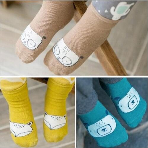 Newborn Kids Girl Boy Animal Pattern Fox Anti-slip Knee High Sock Baby Socks