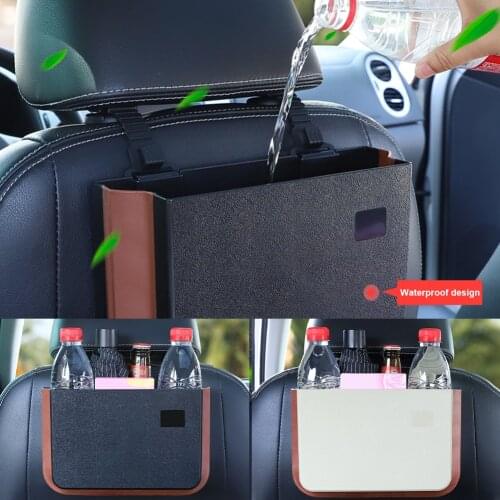 New Foldable Car Storage Organizer Waterproof Seat Back Hanging Trash With Small Table Convenient Auto Waterproof Storage Bag