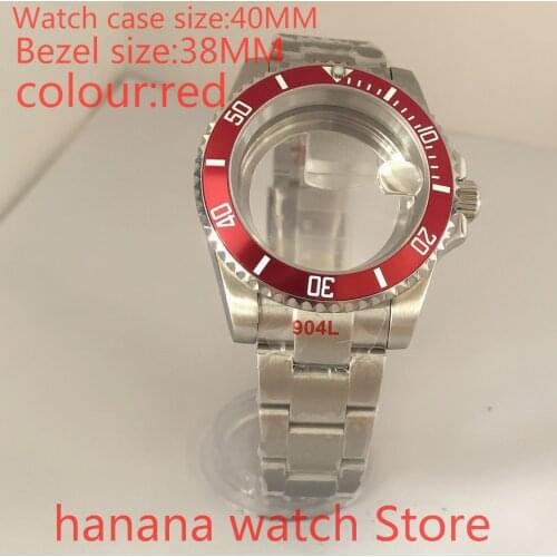 Suitable for NH35 36 Mingzhu2813 Miyata automatic chain 40mm stainless steel case transparent cover rotating ceramic bezel red