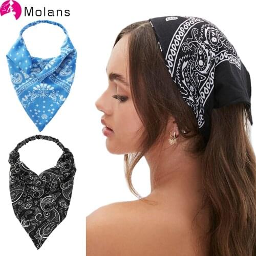 Molans Vintage Print Bandana Headbands for Women Elastic Hairband Turban Hair Bands Hair Accessories Girls Scrunchies Headwrap