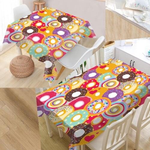 Donuts Pattern Custom Table Cloth Rectangular Oxford Print Waterproof Oilproof Square Table Cover Party Tablecloth