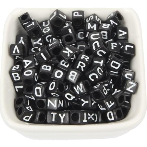 Mixed Black Bottom White Letter Acrylic Bead Charm Loose Spacer Beads For Jewelry Making DIY Needlework Bracelet Accessories