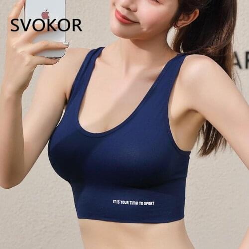 SVOKOR Sports Bras for Women Gym Cross Back Seamless Underwear Running Vest Push Up Letter Print Females Workout Tank Crop Tops