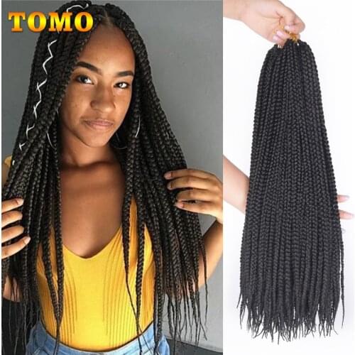 TOMO 14 18 22 Inch Crochet Box Braids 22Roots 3X Synthetic Braiding Hair Extensions Crochet Hair For Black Women Ombre Brown Bug