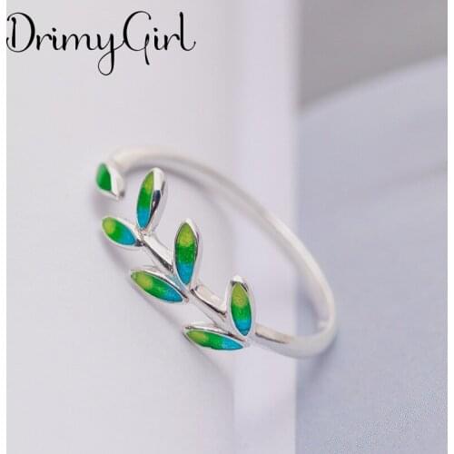 Exaggerated Handmade Blue Leaf Rings Finger Jewelry For Women Retro Gothic Punk Creativity Jewelry 2021