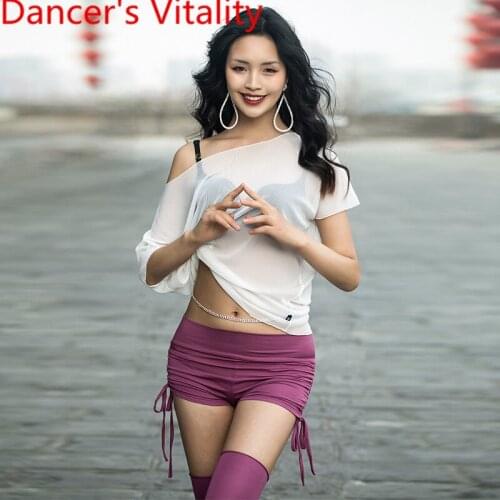 Spring Summer New Belly Dance Practice Clothes Garments Sexy Mesh Perspective Top Shorts Socks Indian Oriental Dancing Sets