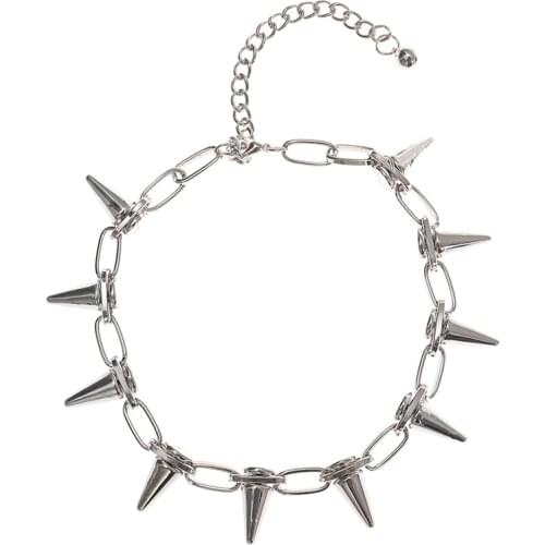 Rivets Chokers Collar Punk Goth Handmade CCB Material Choker Necklace Spike Rivet Necklace Rock Gothic Chokers Party Jewelry