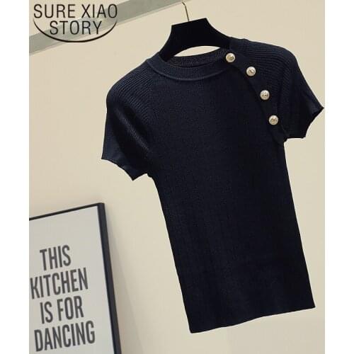 2021 Spring and Summer New Style Fashion Women Tops Ice Silk Short-Sleeved Female Slim INS Simple White 8783 50