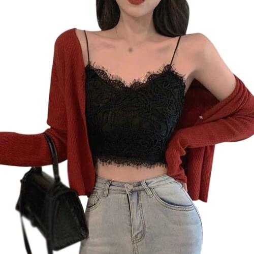 EFINNY 2021 Women Tank Tops with Lace Summer Sexy V-Neck Tops Black Tank Top White Tank Top Crop Tops
