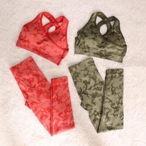 New colors Women Gym Set Yoga Seamless Tiger Pattern/Camouflage Tops/Pants Fitness Sports Bra High Waist leggings Workout Suits
