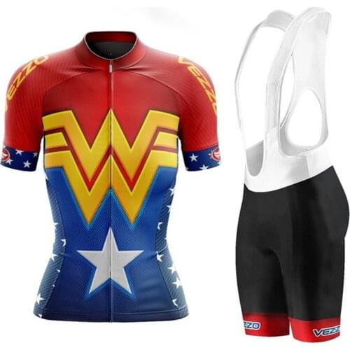 VEZZO Summer Short Sleeve Cycling clothing Jersey Set Womens Bicycle Bib pants Suit Ropa Ciclismo Mujer MTB Breathable Apparel