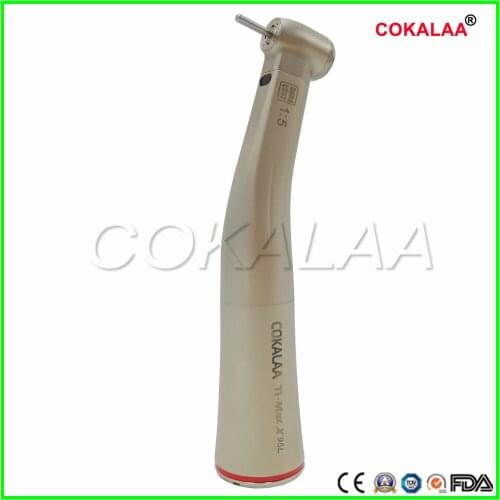 Dental 1:5 Increasing Red Ring Contra Angle Low Speed Quattro Water Spray low Push Handpiece With Optic Fiber E-TYPE Motor