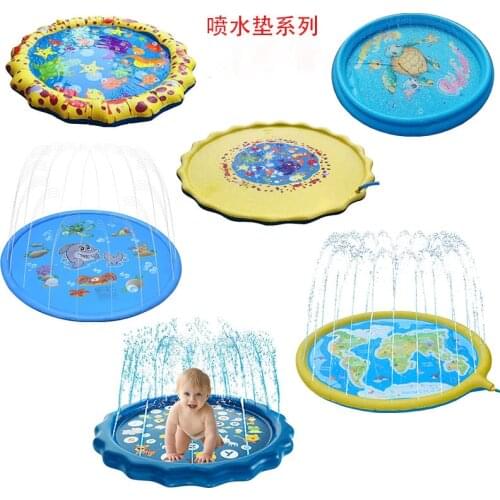 110/170cm Summer Kids Inflatable Round Water Splash Play Pool Playing Sprinkler Mat Yard Outdoor Fun Multicolour PVC Materia