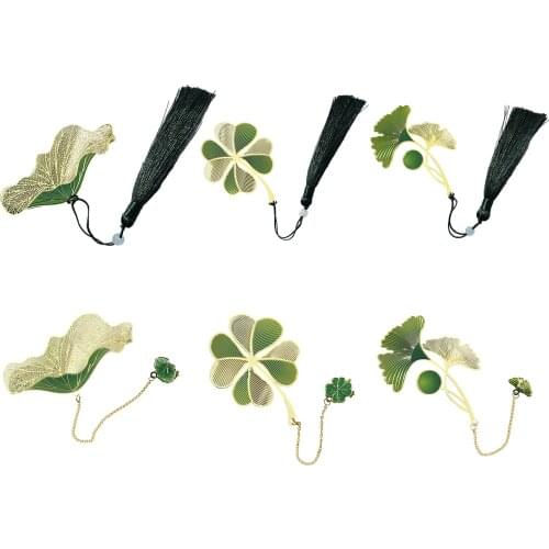3pcs/set Metal Ginkgo Leaf Bookmark With Tassel Elegant Four-leaf Clover Bookmark Best Gifts For Book Lovers Readers