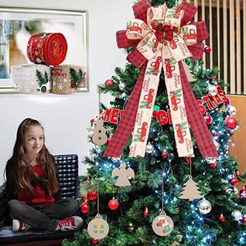 5M/Roll Christmas Tree Ribbon Silk Edge Volume Wrapping Hair Bow Bow Bouquet Wedding Decoration Cake Gift Christmas Decoration