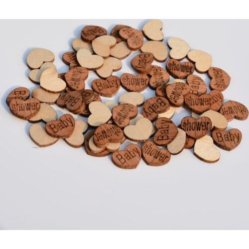 500pcs Wood Love Heart Baby Shower Table Scatter Confetti Newborn Baby Birthday Party Baby Boy Girl Baptism Wooden Decorations