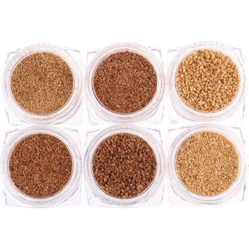 6pcs/lot Japanese Beach Color Nail Sequins Wood Pigment Glitter Nail Cork Powder Set 3D Manicure Decoration for Nail Gel Polish