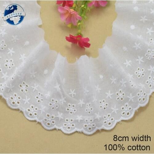 8cm white 100% cotton embroidery lace french lace ribbon fabric guipure diy trims warp knitting sewing Accessories#3249