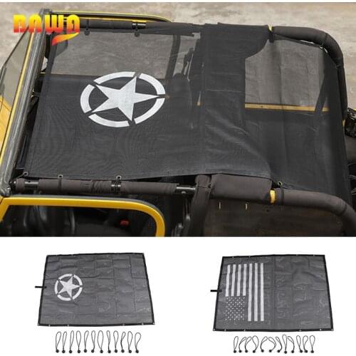 BAWA Car Cover for Jeep Wrangler TJ 1997-2006 PVC SunShade Roof Top Mesh UV Proof Protection Accessories for Wrangler tj 4 Door