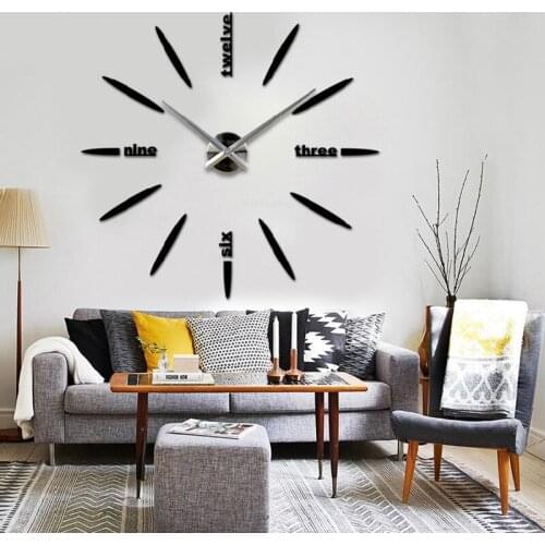 Free shipping fashion 3D big size wall clock mirror sticker DIY wall clocks home decoration large wall clock meetting room