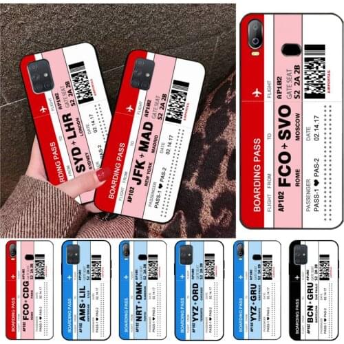 Air Ticket Plane Boarding Pass Phone Case For Samsung Galaxy A21S A01 A11 A31 A81 A10 A20E A30 A40 A50 A70 A80 A71 A51