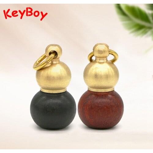 Black Red Sandalwood Metal Brass Lucky Gourd Car Key Chain Pendant Creative Jewelry Wood Keychain Hanging Trinket Keychain Gifts