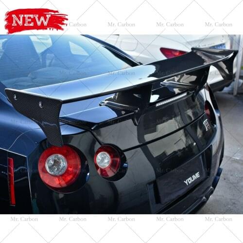 FOR NISSAN R35 GTR TOP SCRET STYLE CARBON FIBER GT SPOILER TRIM BODY KIT TUNING PART FOR GT-R R35 CARBON TRUNK WING LIP RACING