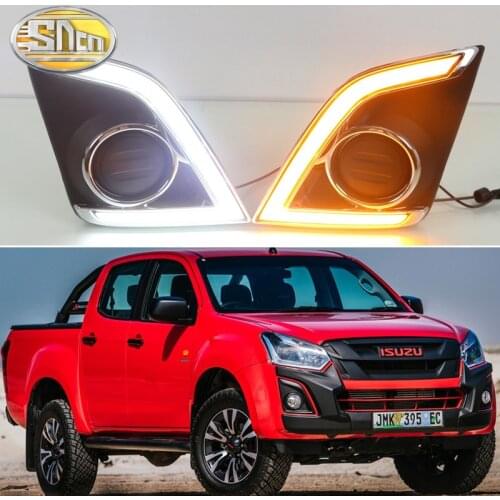 2PCS LED Daytime Running Light For Isuzu D Max D-Max 2016 - 2019 Yellow Turn Signal Relay 12V Waterproof Car LED DRL Lamp