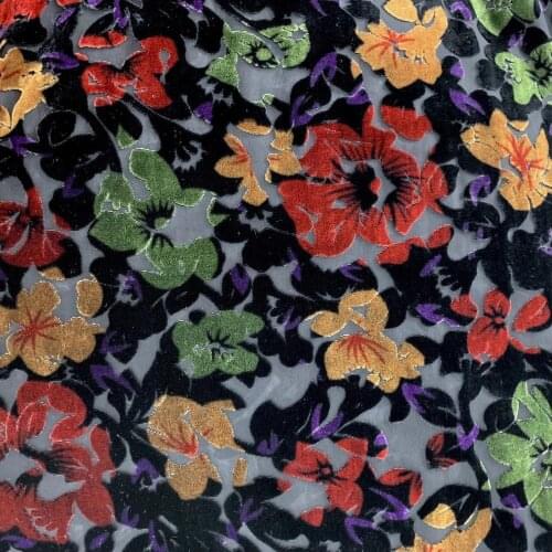 Flocked silk imitation Fabric DIY rayon cheongsam fabric 140cm width flower wedding dress decoration material fabric