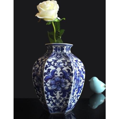 Jingdezhen Porcelain Antique Hand-painted Blue And White Big Belly Vase Flower Arrangement Chinese Style Porch Decoration