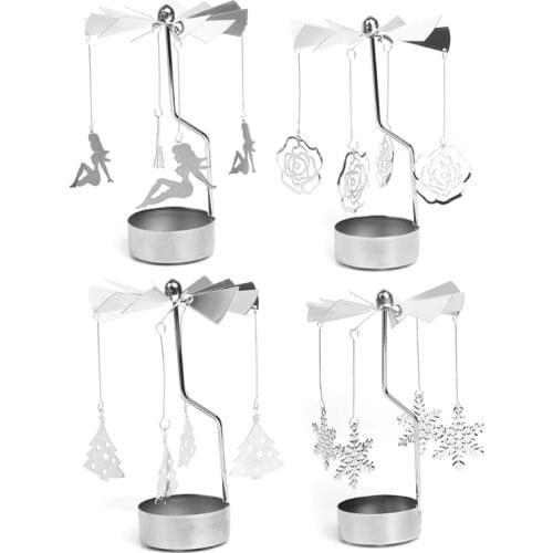 Rotary Spinning Tealight Candle Metal Tea light Holder Carousel Home Decor Christmas Gift