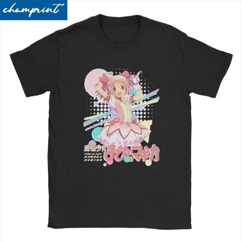 Madoka Magica T Shirts Men Womens Hipster T-Shirts Crew Neck Kawaii Anime Magical Girls Tees Short Sleeve Clothing Plus Size