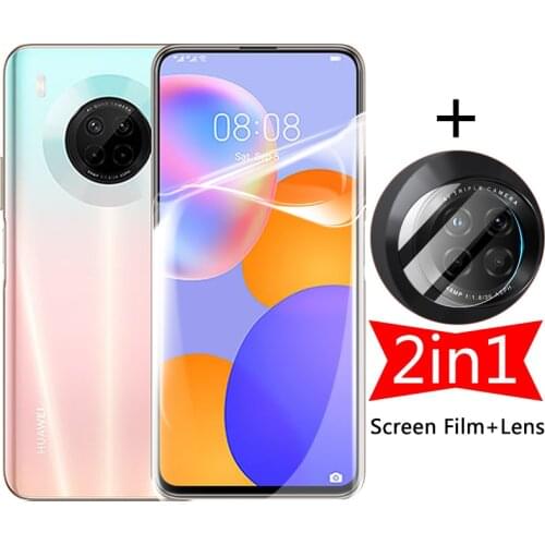 2 in 1 Screen Hydrogel Film on for Huawei Y9a Y9s 2020 Y9 Prime 2019 Y 9 a s 9a 9s + Camera Lens Protector Not Protective Glass