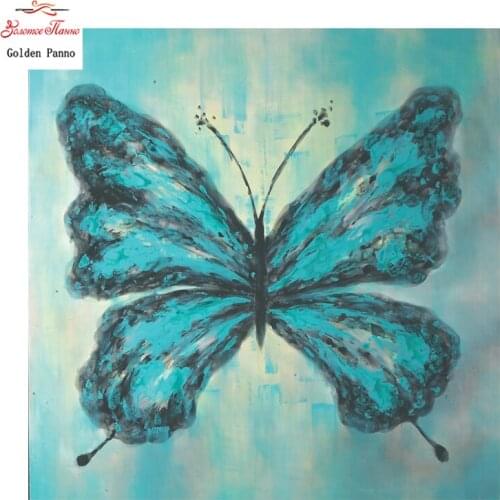 Golden Panno,DIY DMC 11CT 14CT completely Cross stitch,Blue butterfly , kits embroidery needlework sets wall decoration