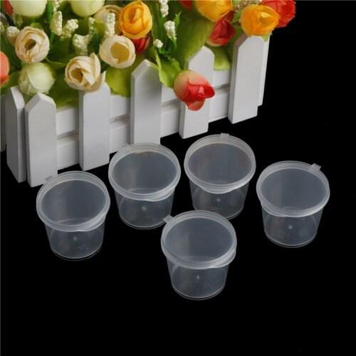 Hot Sale 100Pcs/lot Transparent Clear Disposable portable Plastic Cups Food Small Sauce Containers Package Box&Lid portable