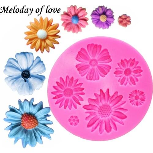 Chrysanthemum Flowers chocolate cake decorating tools DIY Sunflower fondant silicone mold cupcake baking dessert decorator T0193