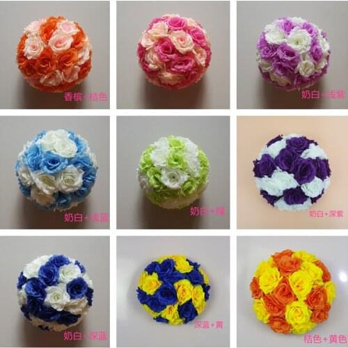 46colors 8"/20 CM Artificial Rose Silk Flower Kissing Balls White Flowers Ball For Christmas Ornaments Wedding Party Decoration