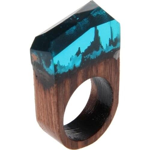 K3ND Handmade Wood Resin Ring With Secret Forest Scenery Landscape Inside Jewelry