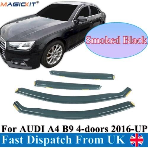 Magickit For AUDI A4 B9 2016+ SMOKED SUN RAIN Window Visors VENT SHADE GUARD