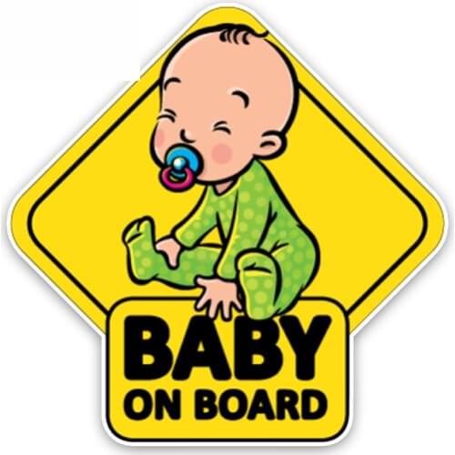 Creative Car Sticker Lovely Cartoon BABY ON BOARD Colored Graphic Decoration Waterproof Sunscreen Decals,14cm*14cm