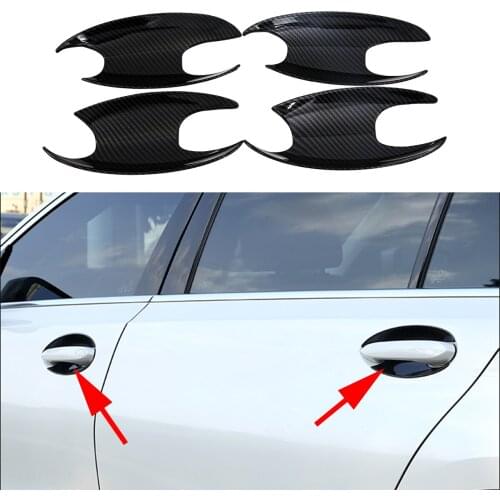 Carbon Fiber Exterior Door Handle Bowl Cover Trim Accessories Fit For BMW 3 Series G20 2019 2020 4PCS