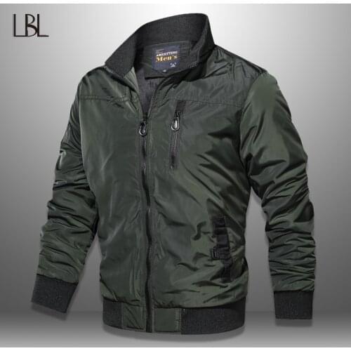 LBL Autumn Military Bomber Jacket Men Slim Fit 2020 Winter Casual Mens Jacket Solid Outwear Zipper Coat Man Tracksuit Windproof